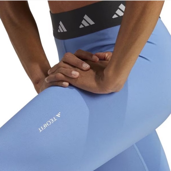 ADIDAS Women’s TechFit Training Tights 7/8 Length Blue Fusion/Carbon - Picture 4 of 5